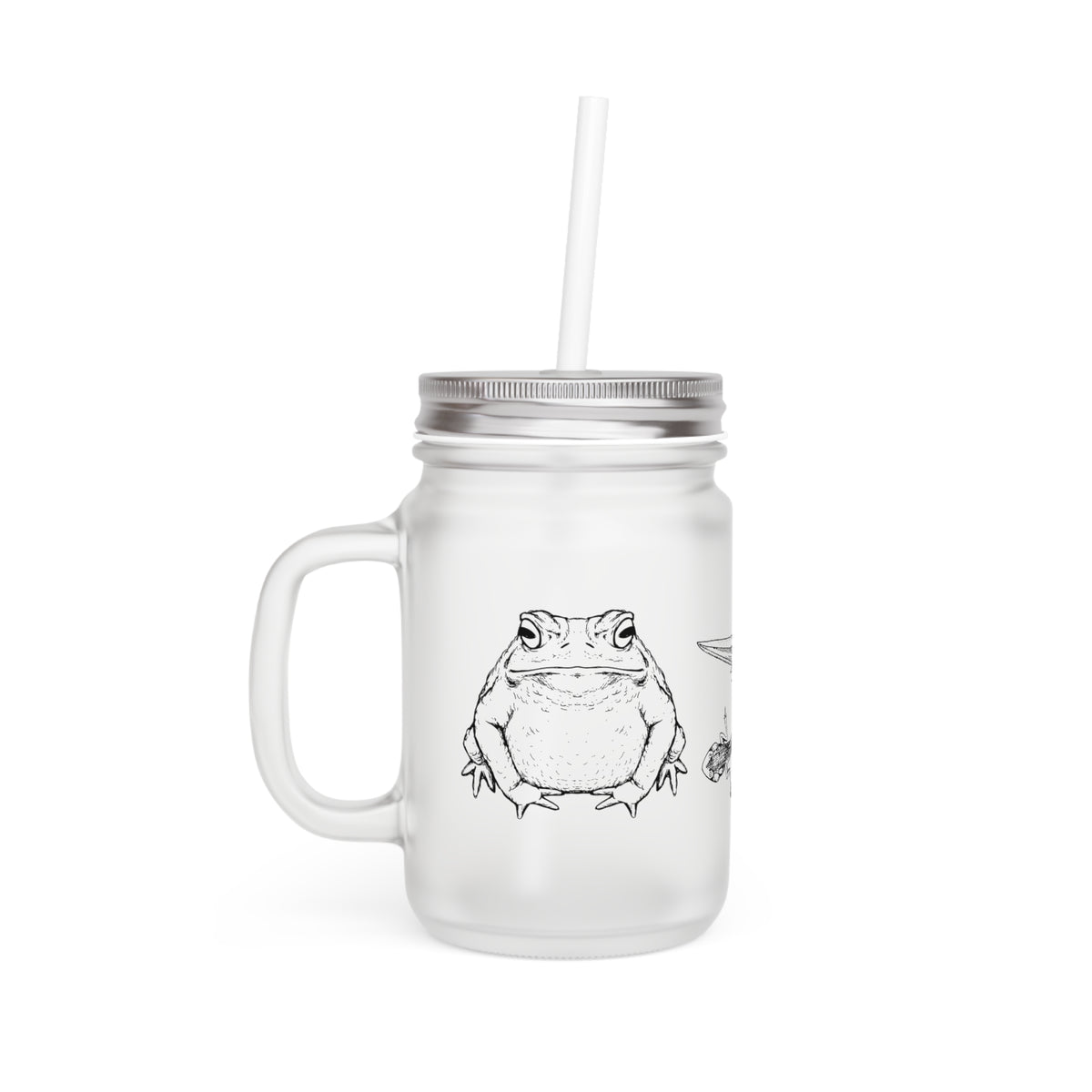 Amphibian Mason Jar Mug with Lid & Straw (12 oz)