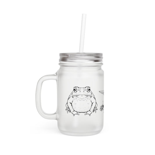 Amphibian Mason Jar Mug with Lid & Straw (12 oz)
