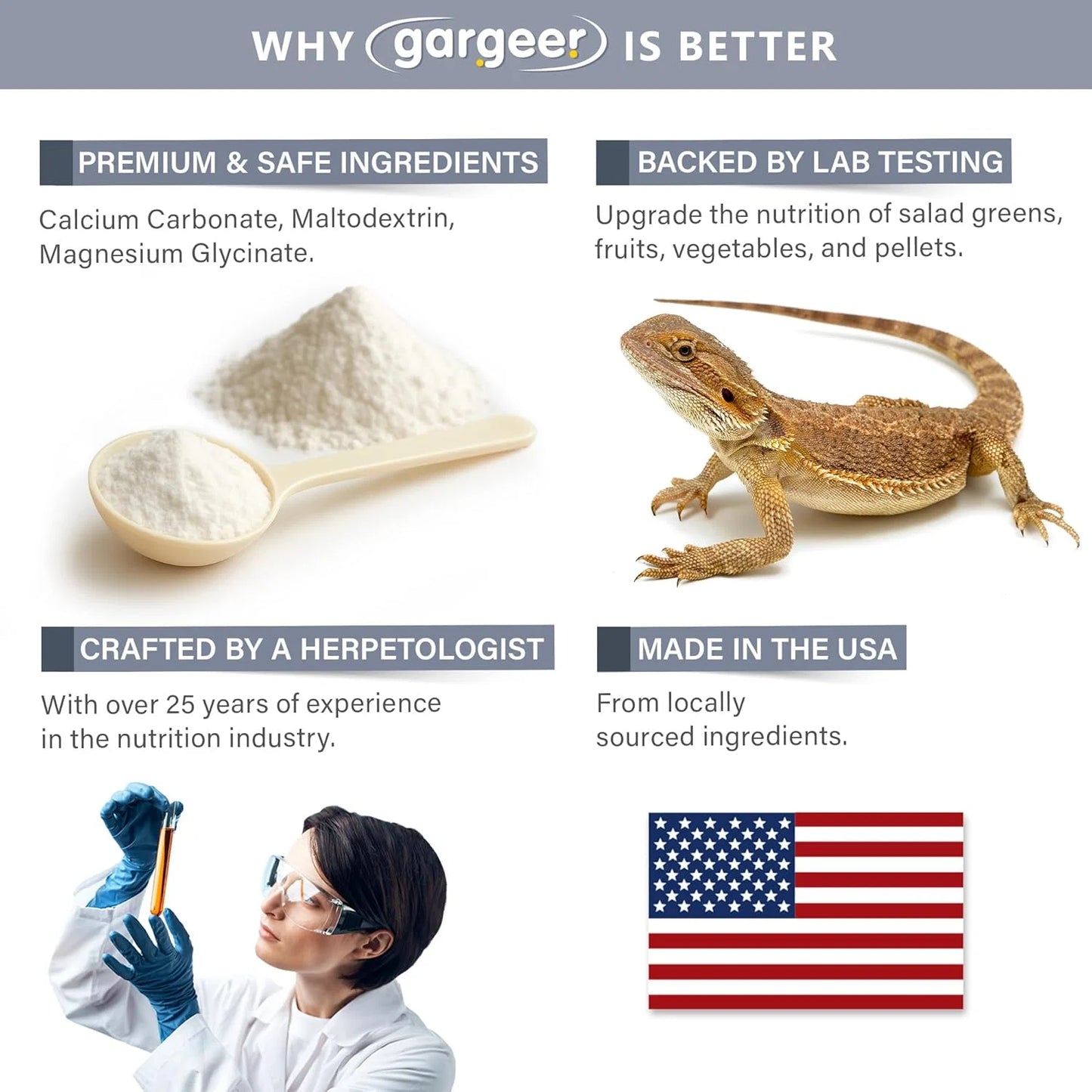 Gargeer Magnesium+ with Calcium Reptile Supplement