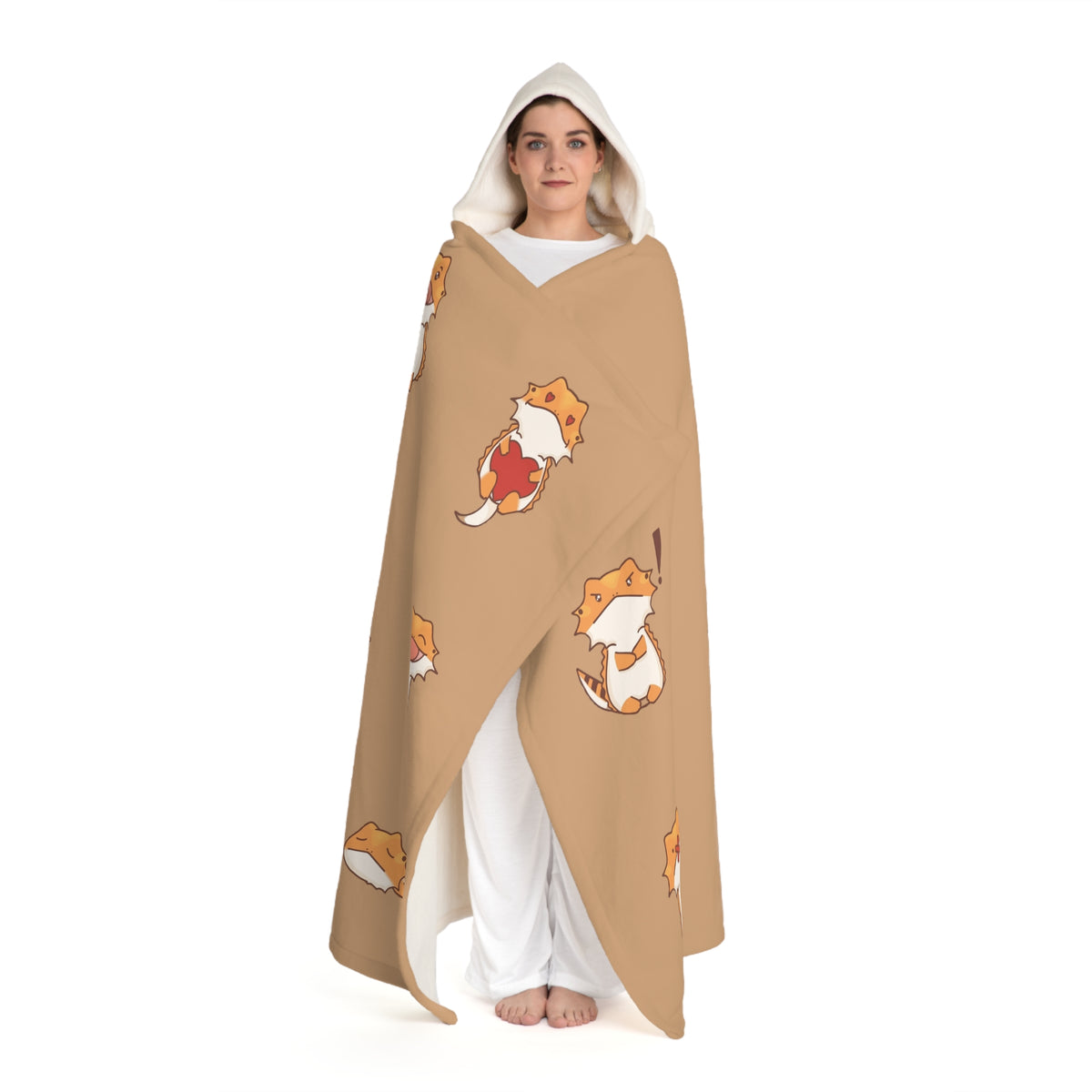 Chibi Bearded Dragon Hooded Sherpa Blanket