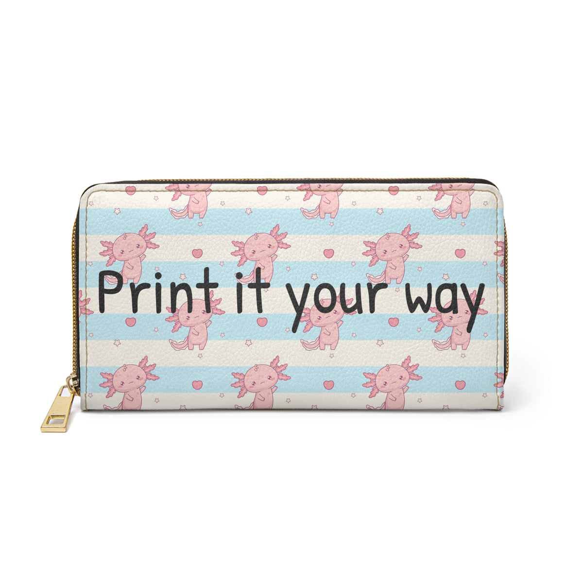 Personalizable Axolotl Zip-Around Wallet