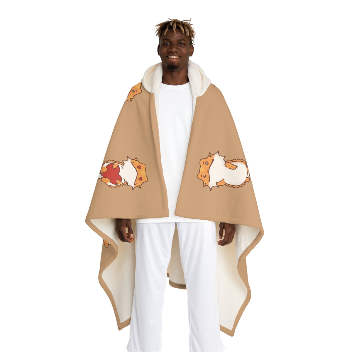 Chibi Bearded Dragon Hooded Sherpa Blanket