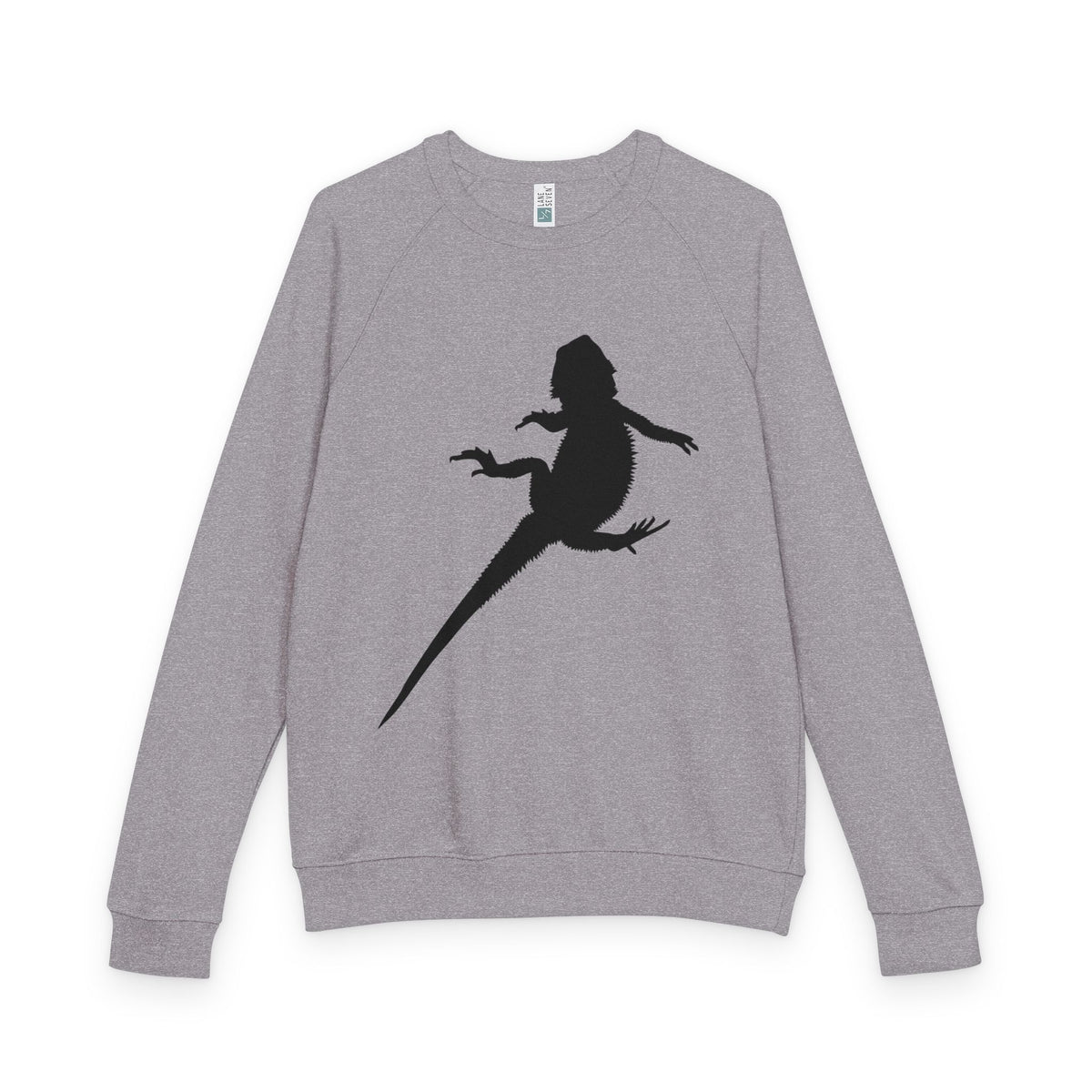 Bearded Dragon Silhouette French Terry Raglan Crewneck