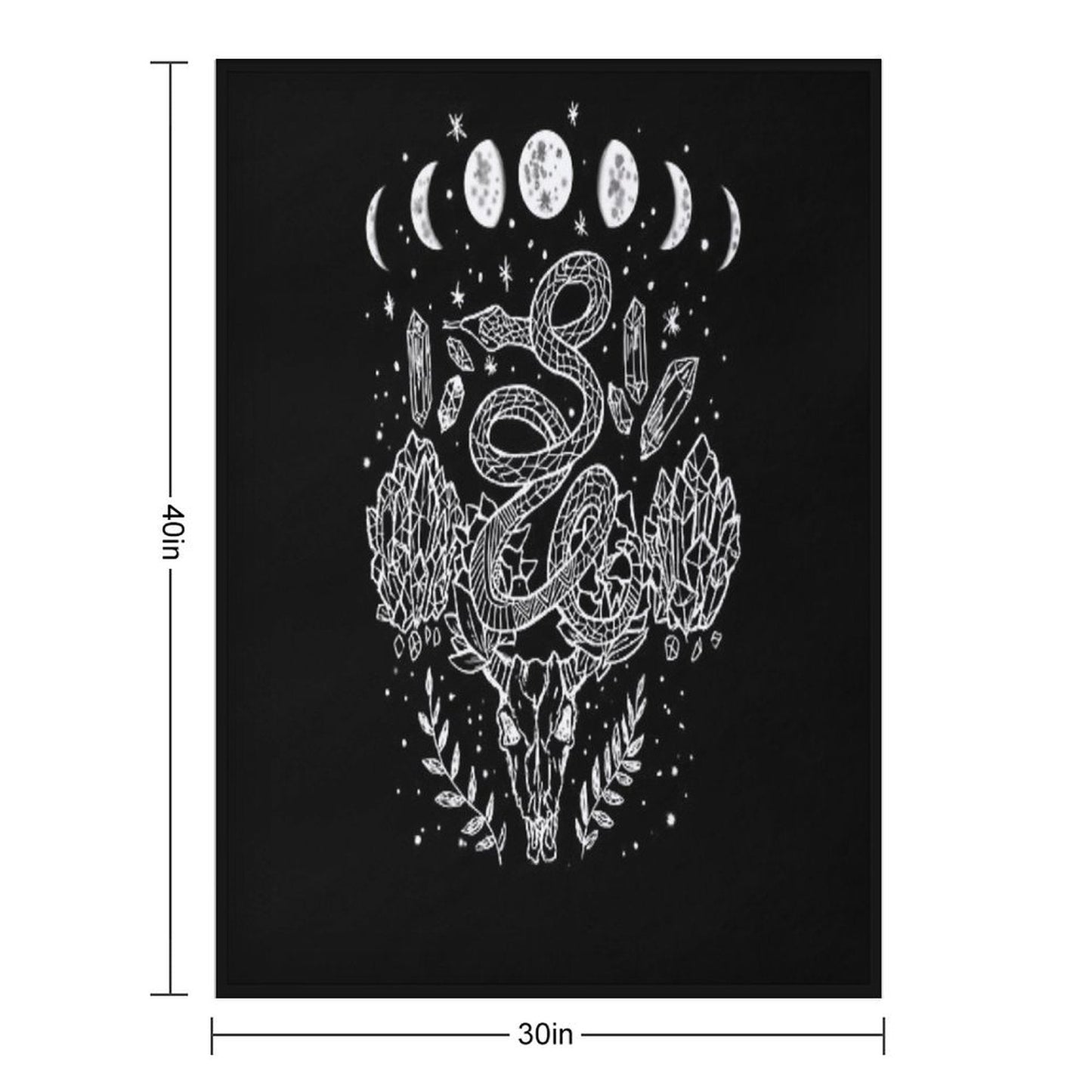 Moon Phases, Snakes, And Crystals Witchy Design Throw Blanket