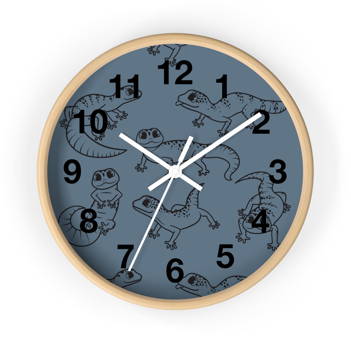 Playful Geckos 10" Wooden Wall Clock