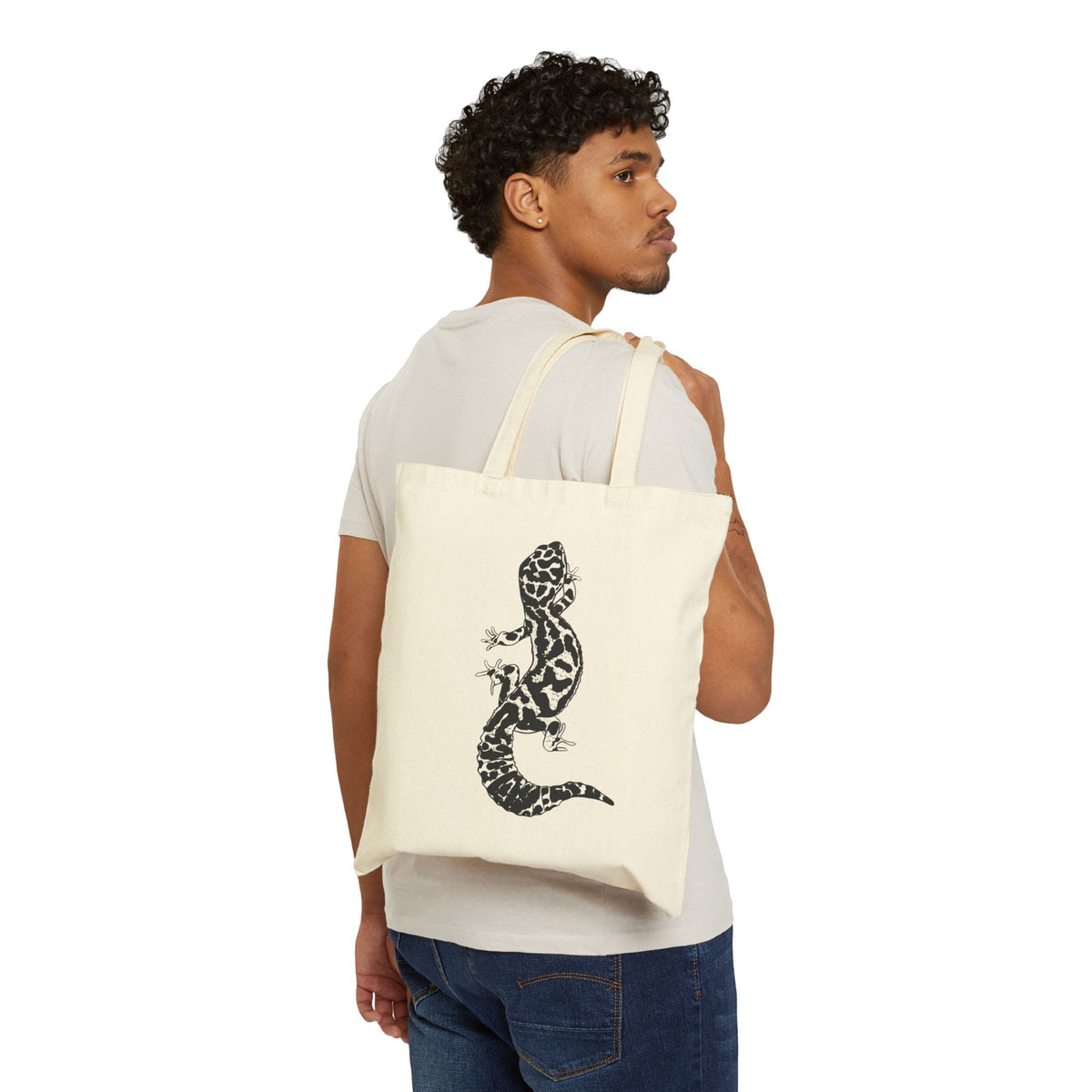 Leopard Gecko Silhouette Canvas Tote