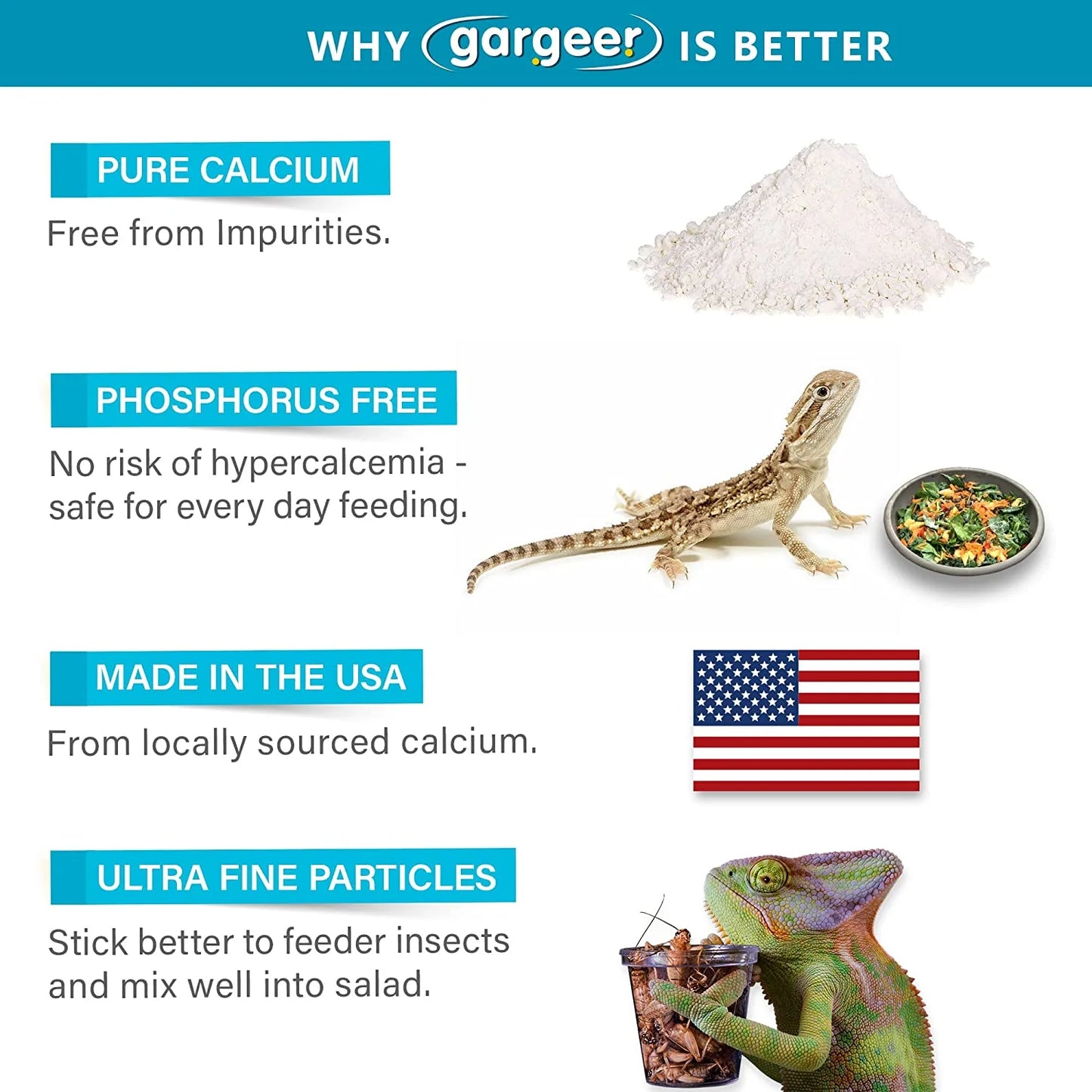 Gargeer All Reptiles Calcium Powder (Without D3)