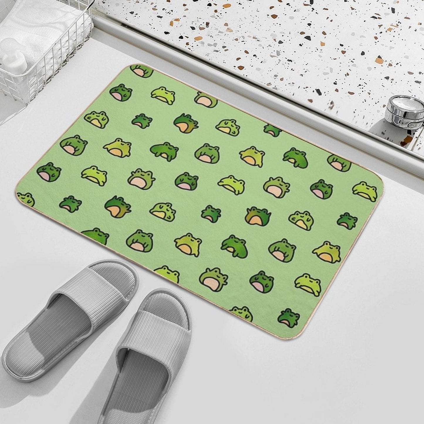 Frogs Doodle Bath Mat
