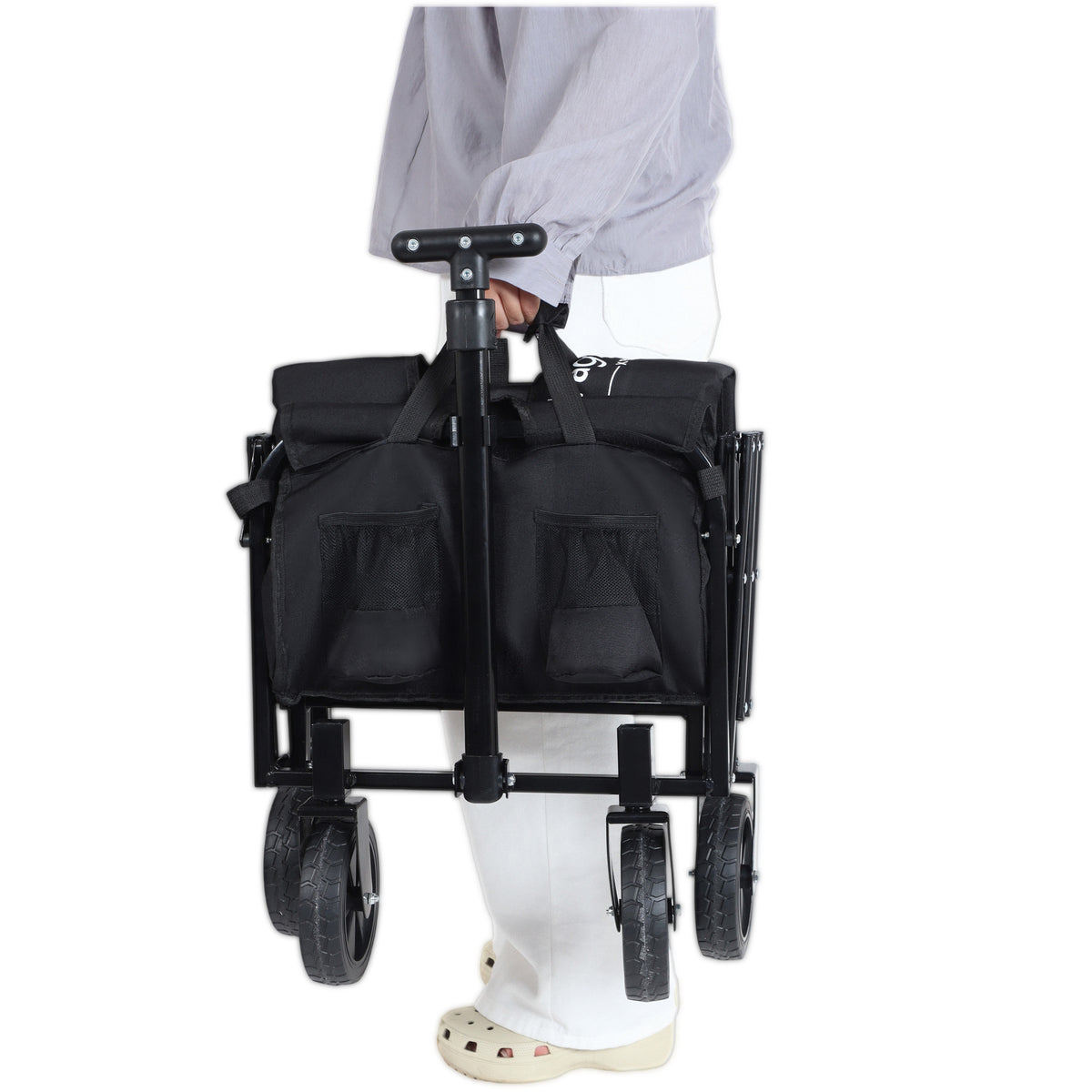 Expandable Dual-Layer Heavy-Duty Expo Wagon (225 lb Capacity, Black)