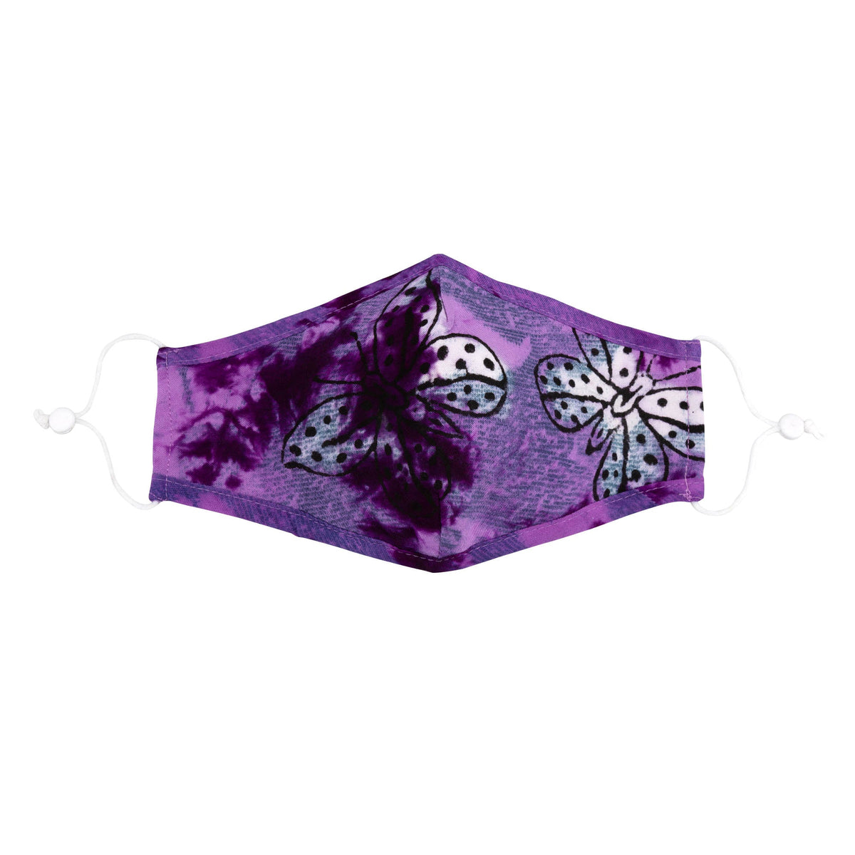 Tie-Dyed Butterfly Cotton Face Mask & Button Headband Set
