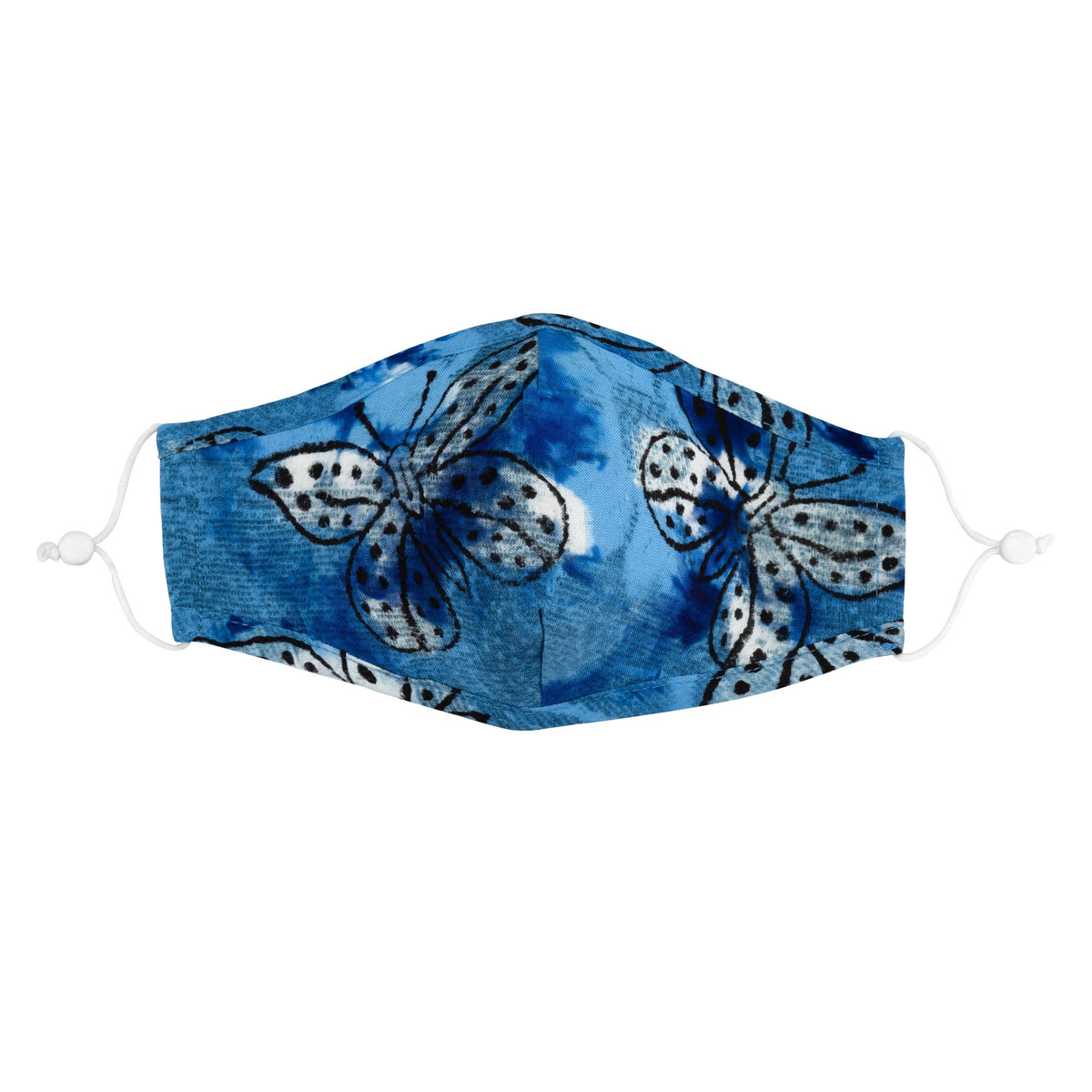 Tie-Dyed Butterfly Cotton Face Mask & Button Headband Set
