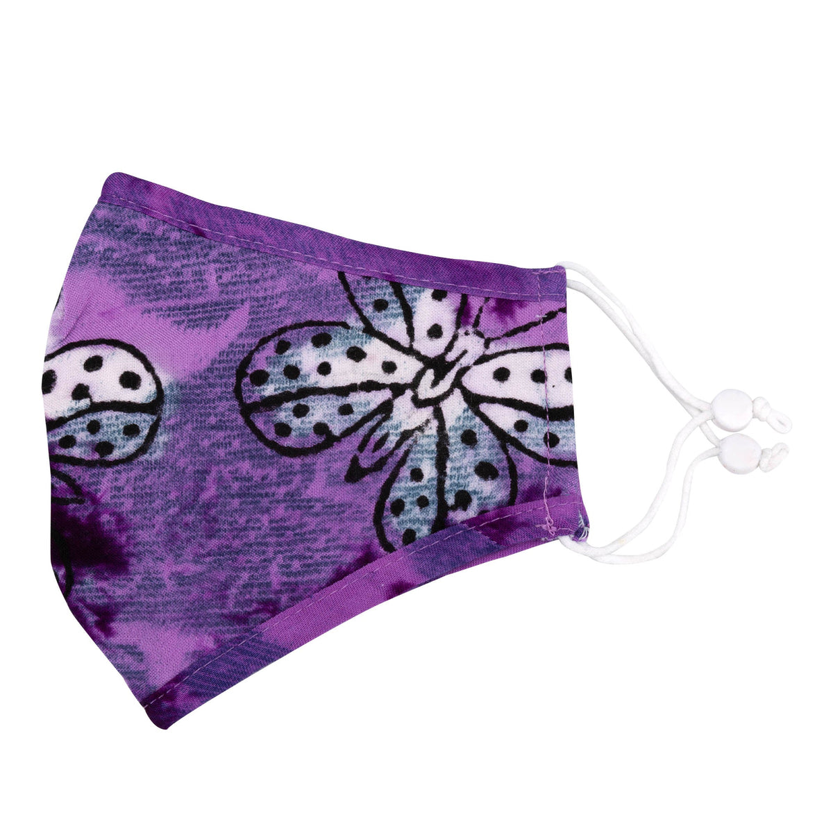 Tie-Dyed Butterfly Cotton Face Mask & Button Headband Set