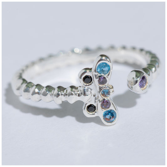 Handcrafted Sterling Silver Beaded Dragonfly Adjustable Toe Ring