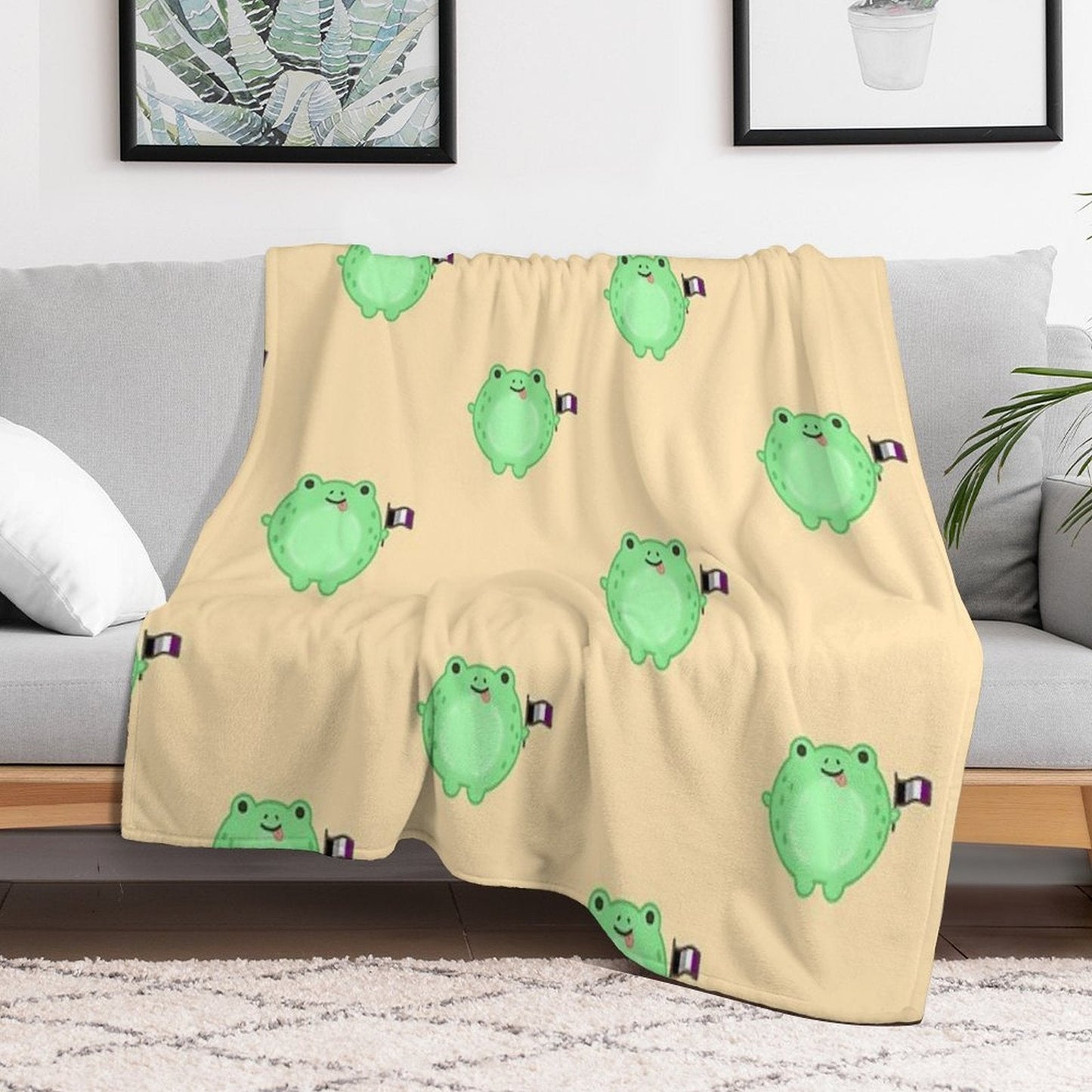 Asexual Pride Frog Throw Blanket