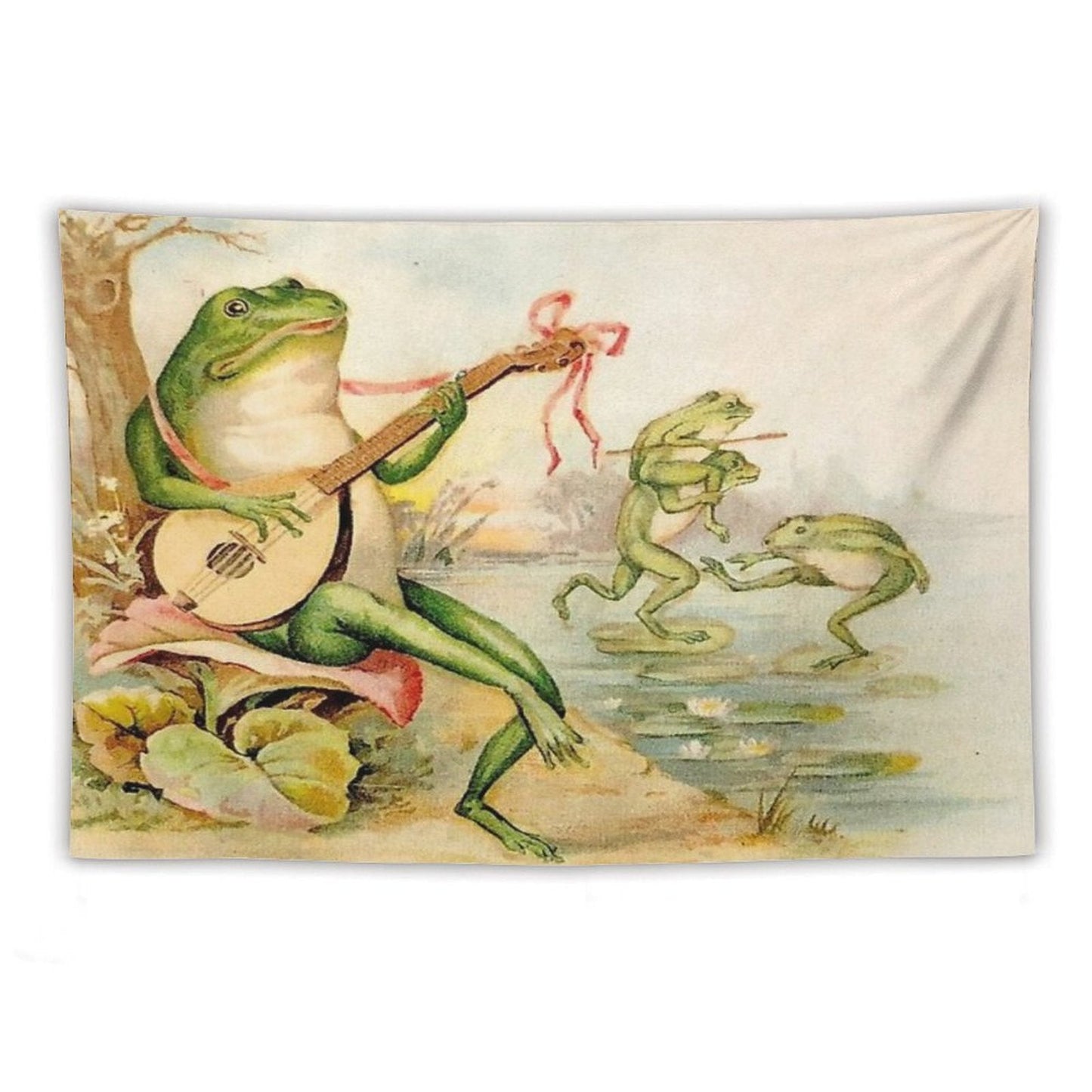 FROG STRUMMING  Vintage Abstract Entertainment Print Tapestry