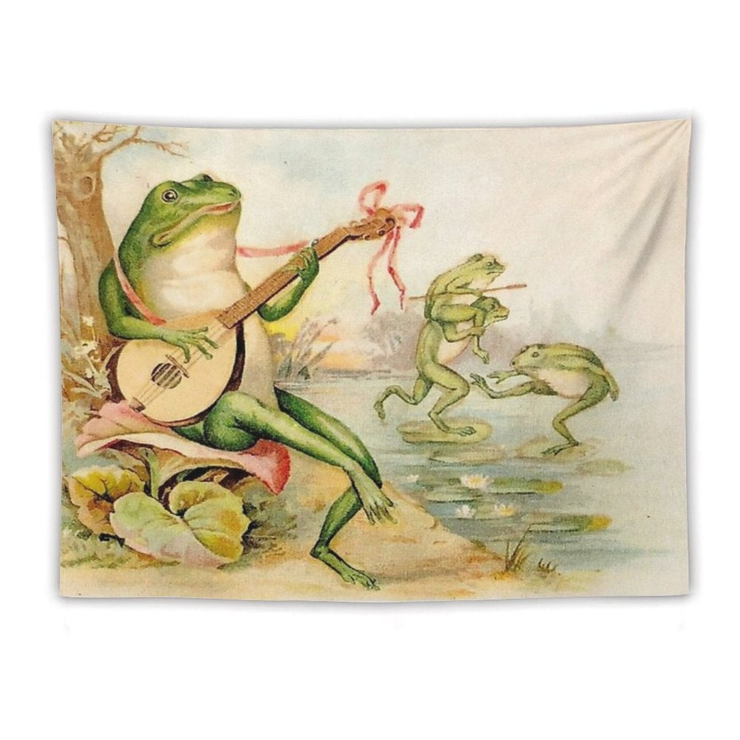 FROG STRUMMING  Vintage Abstract Entertainment Print Tapestry