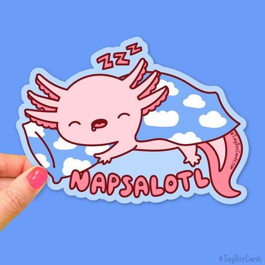 "Napsalotl" Axolotl Vinyl Sticker – 2.2" x 3"