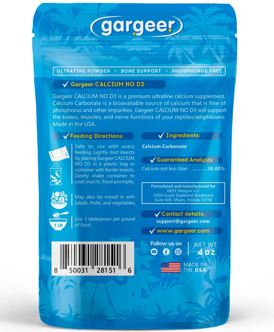 Gargeer All Reptiles Calcium Powder (Without D3)