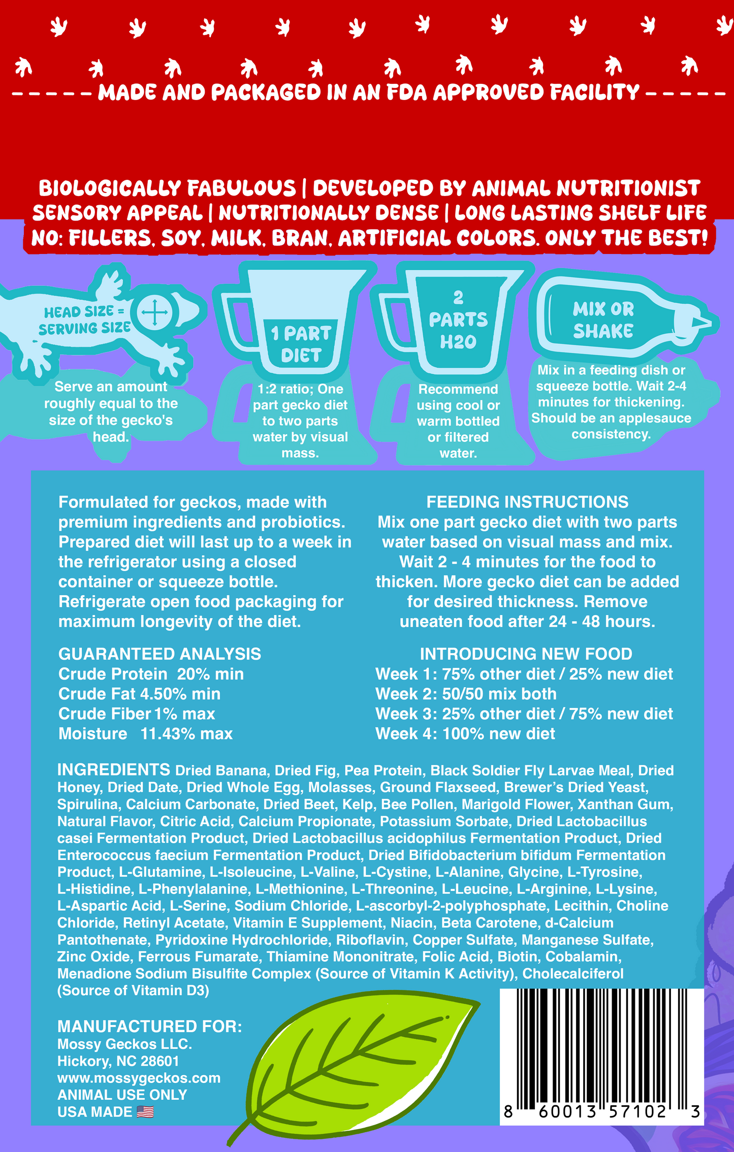 Mossy Geckos - Complete Gecko Diet 16 oz (2-Pack)