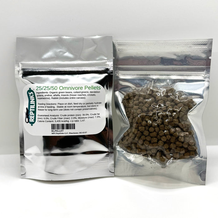 Reptilinks Dry Pellets: 25/25/50 Omnivore Blend + Insects