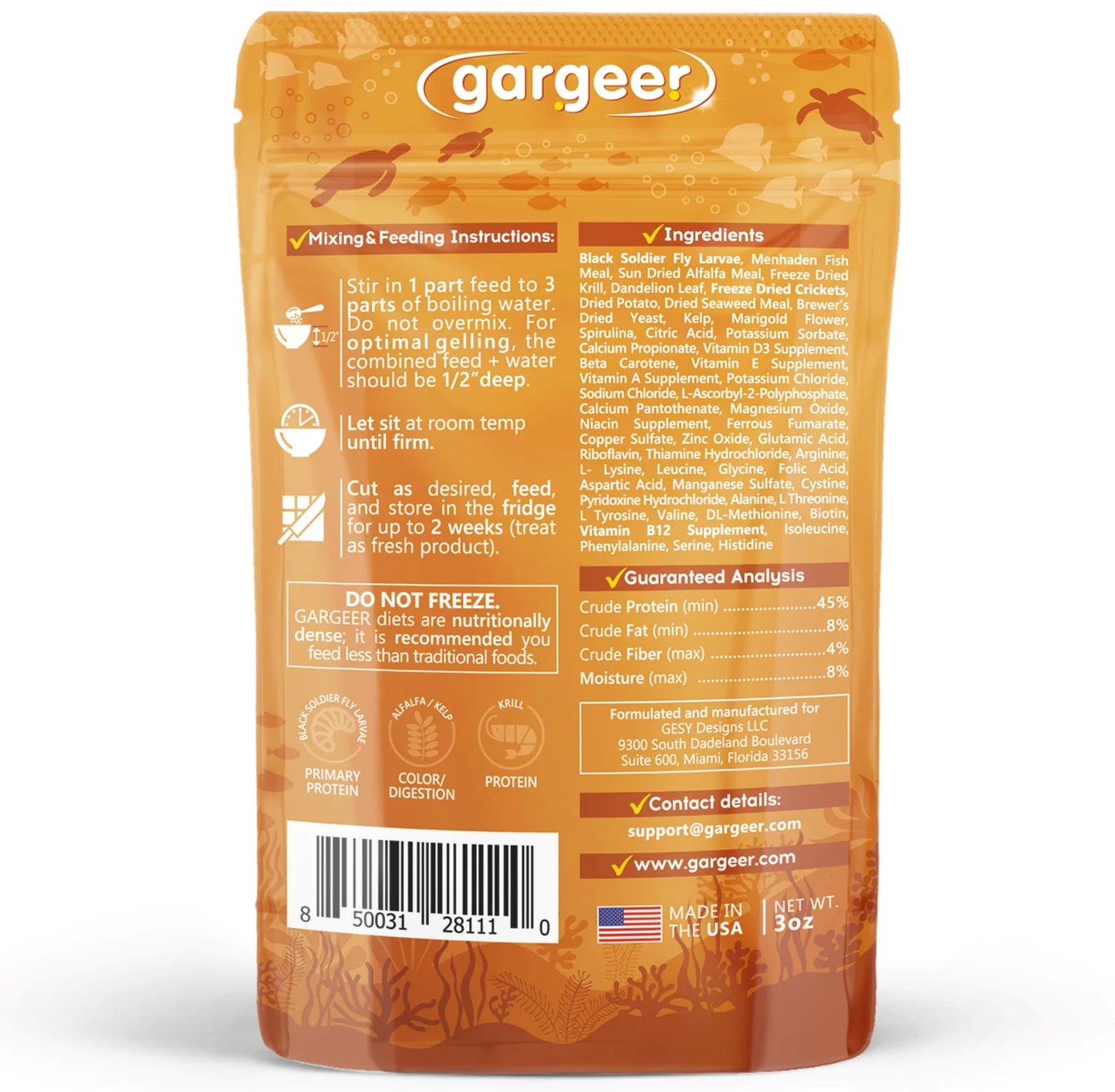 Gargeer Aquatic Turtle Complete Gel Diet