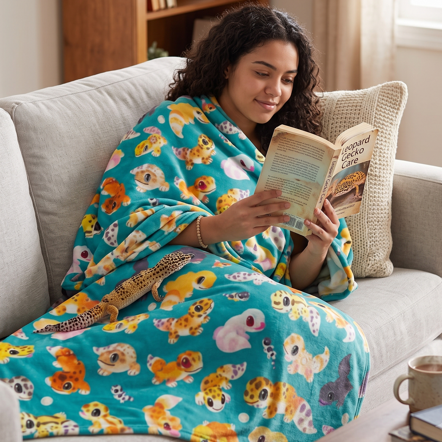 Leopard Gecko Blue Throw Blanket
