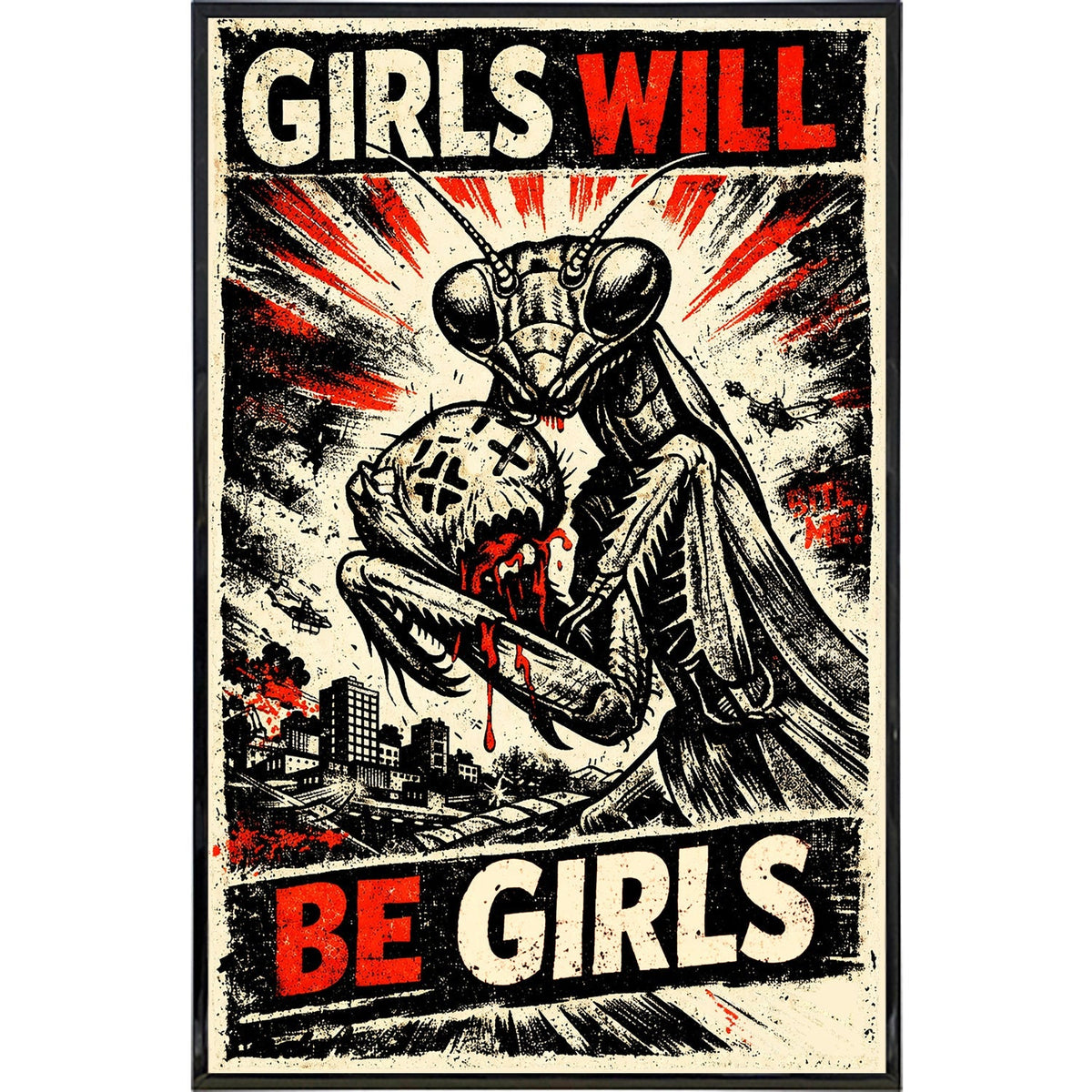 "Girls Will Be Girls" Praying Mantis Art Print – 11" x 17"