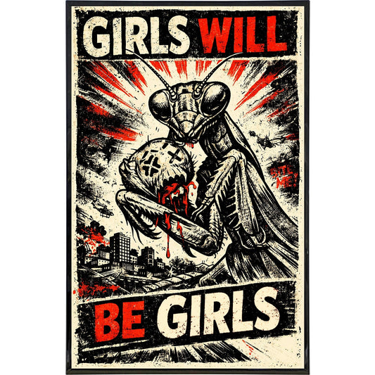 "Girls Will Be Girls" Praying Mantis Art Print – 11" x 17"