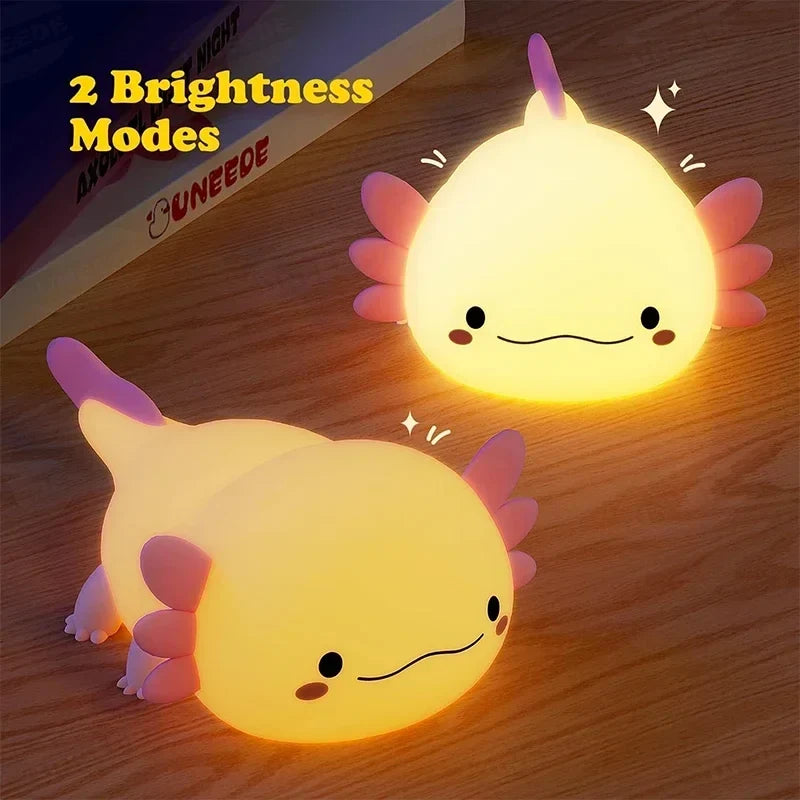 Kawaii Squeezable Axolotl Silicone LED Night Light