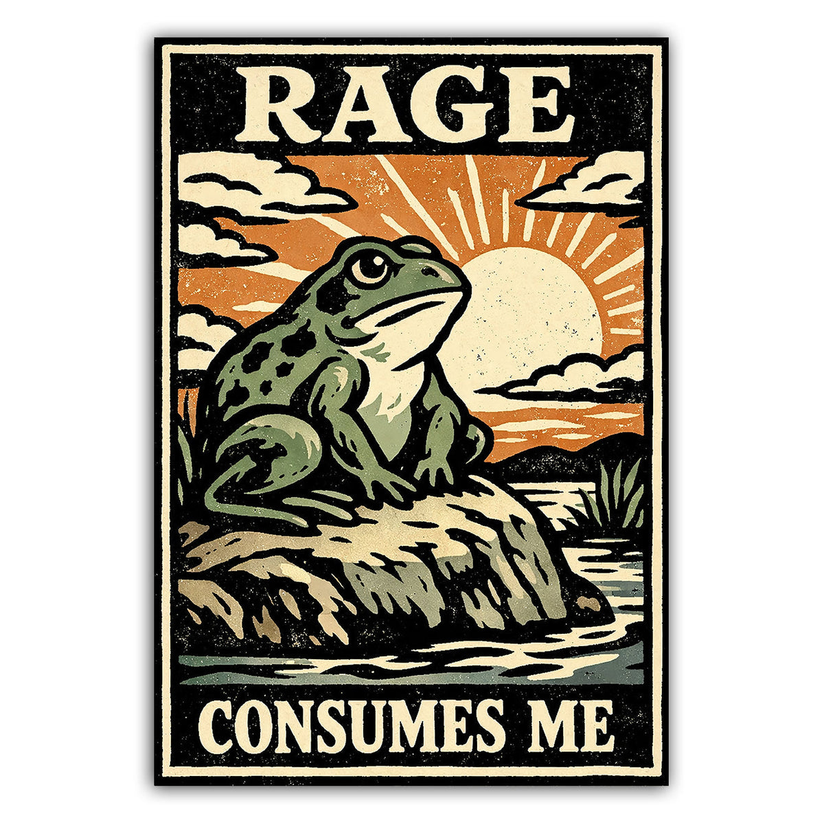 "Rage Consumes Me" Toad Vinyl Sticker – 2.75" x 4"