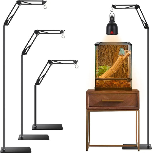 Adjustable Reptile Lamp Stand with 360° Swing Arm