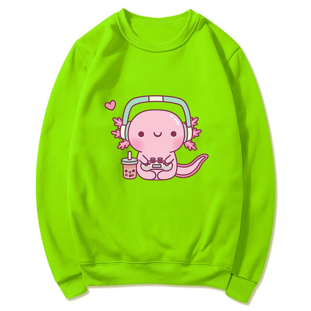 Kawaii Axolotl Gamer Pullover Hoodie