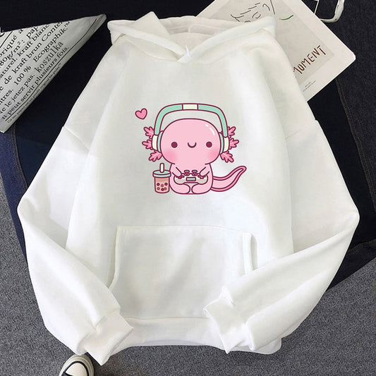 Kawaii Axolotl Gamer Pullover Hoodie