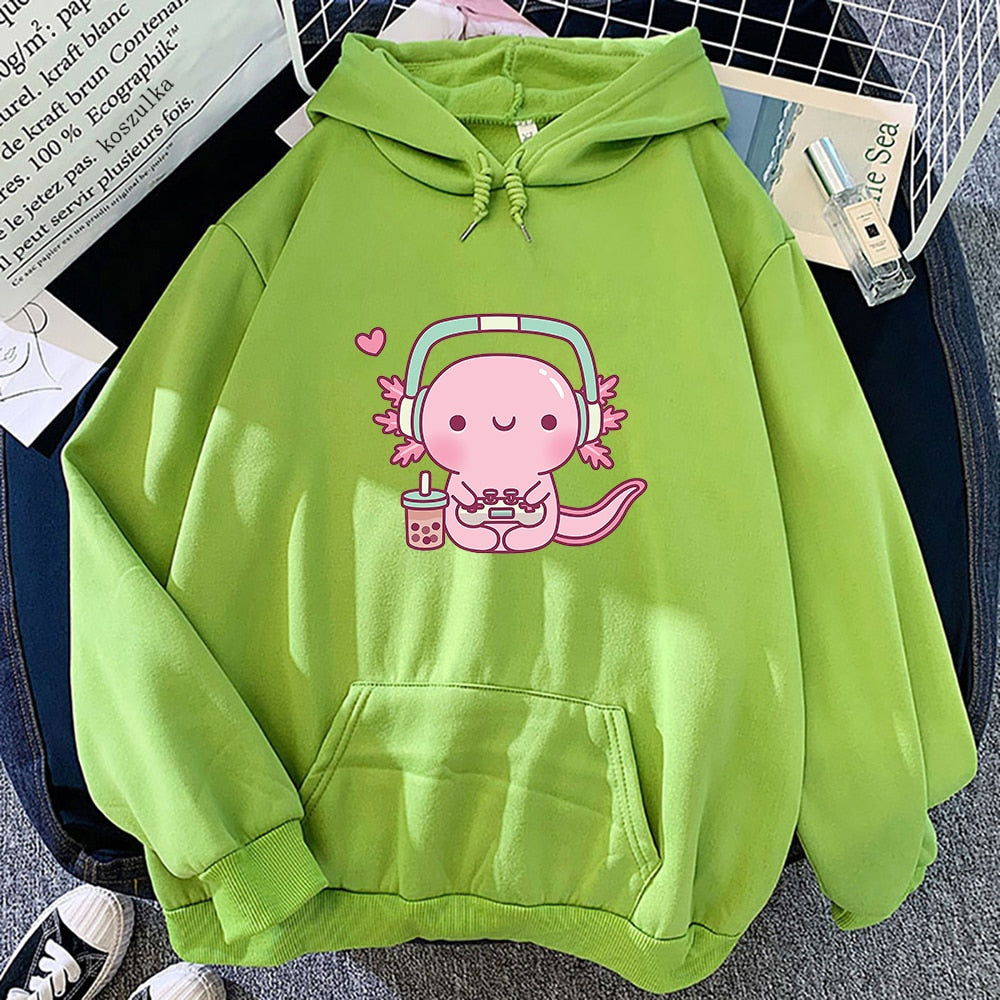 Kawaii Axolotl Gamer Pullover Hoodie