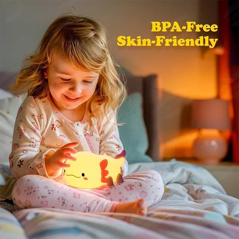 Kawaii Squeezable Axolotl Silicone LED Night Light
