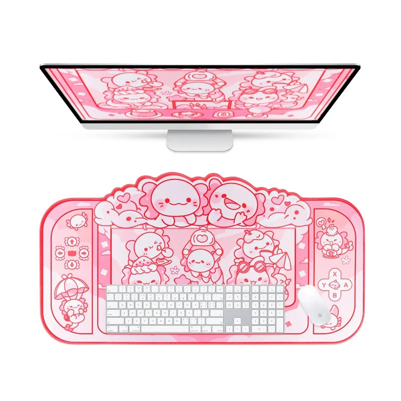 Kawaii Axolotl Gaming Desk Pad