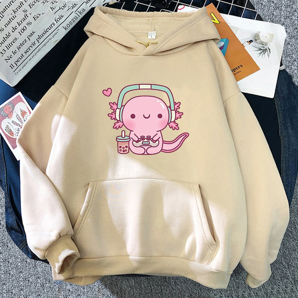 Kawaii Axolotl Gamer Pullover Hoodie