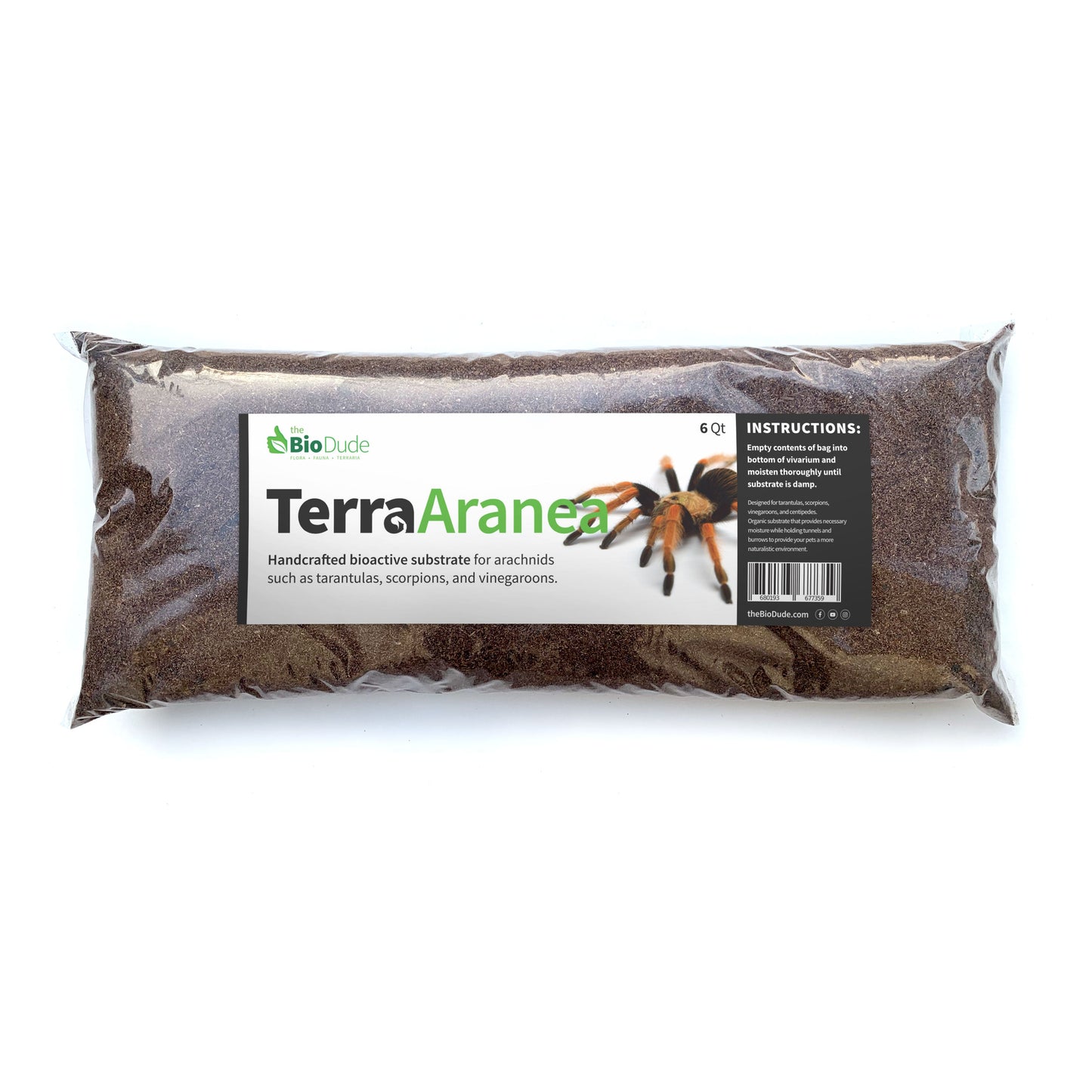 The Bio Dude - Terra Aranea Substrate for Tarantulas 6 qt - The Ultimate Invert Bioactive Substrate - DS
