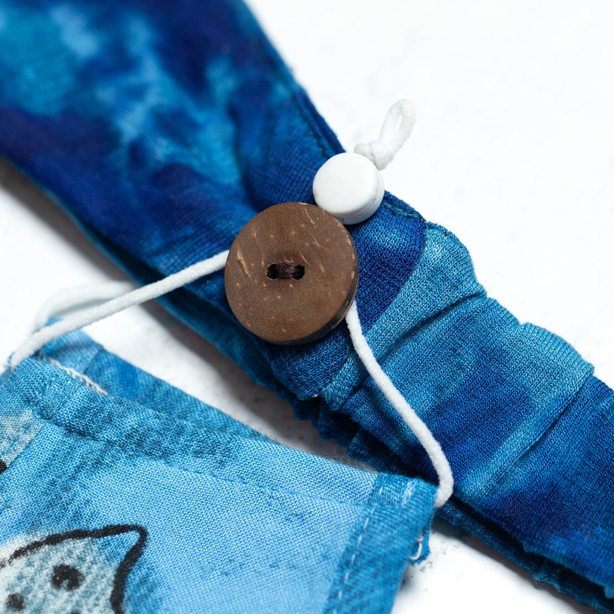 Tie-Dyed Butterfly Cotton Face Mask & Button Headband Set