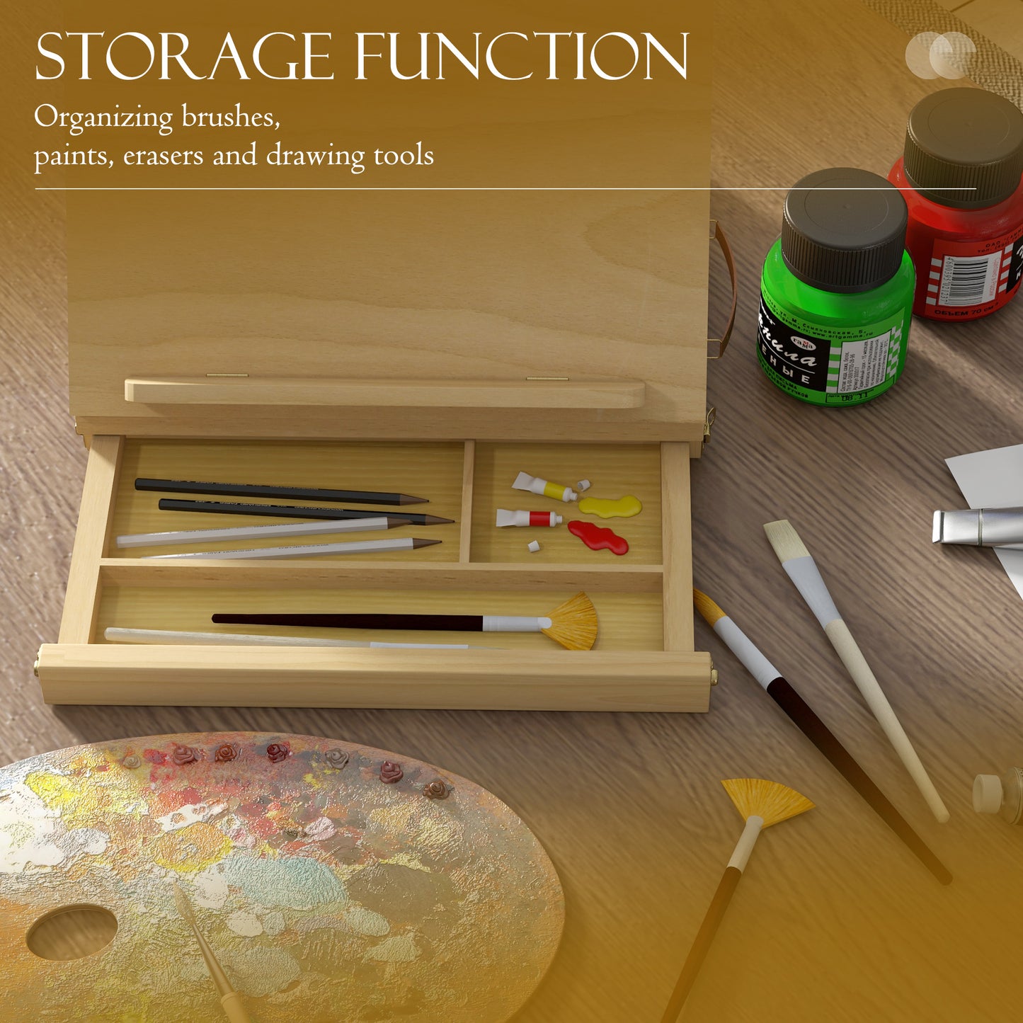 Vinsetto Portable Wooden Tabletop Easel Box