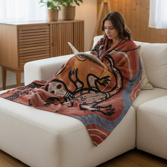 Aboriginal Art Inspired Throw Blanket