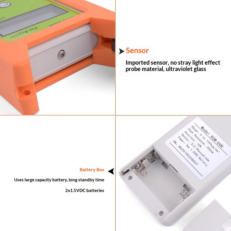 Precision Handheld Digital Ultraviolet (UV) Radiometer & Terrarium Sensor