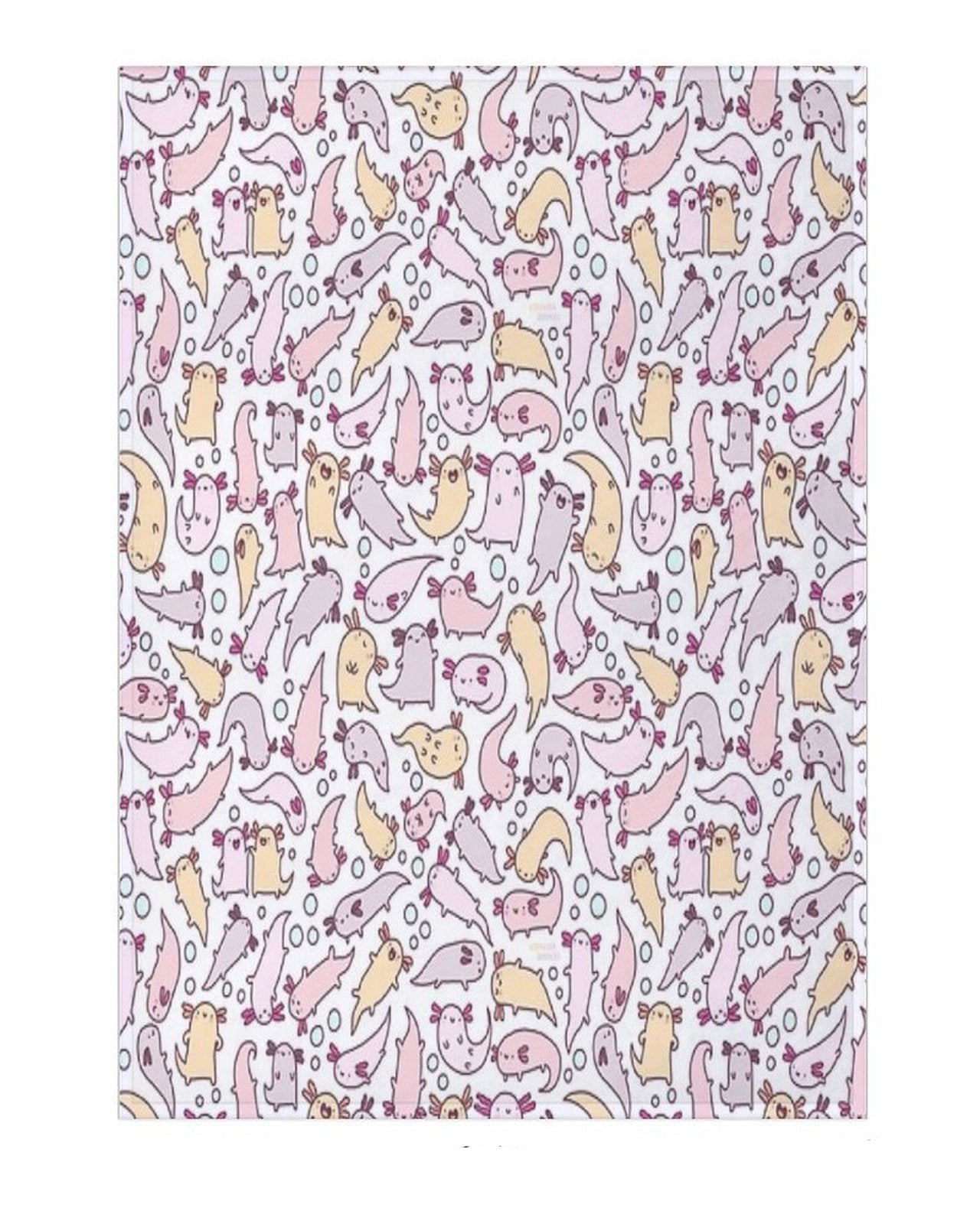 blanket with patterned axolotl design