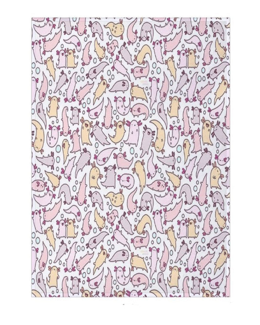 blanket with patterned axolotl design