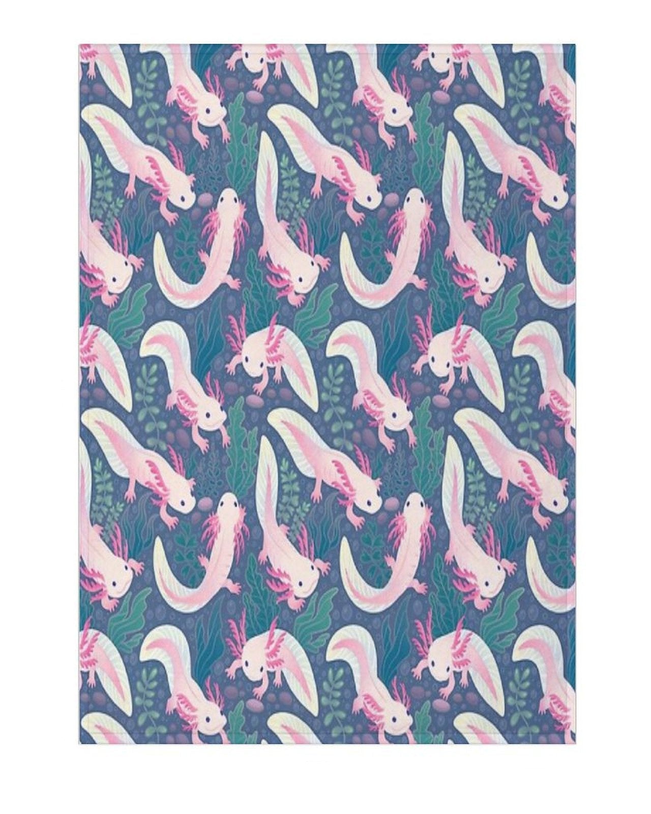 Pattern of axolotls on a blue background
