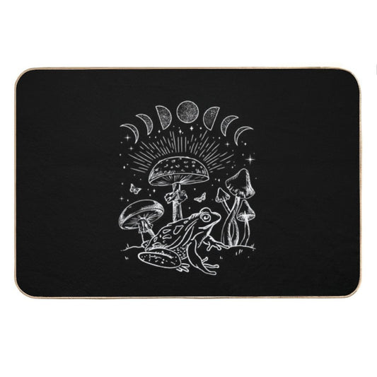 Dark Academia Frog And Mushroom Cottagecore Aesthetic with Goth Mystique, Alternative Edge, Forest Psychedelic Nature, And Witc Bath Mat