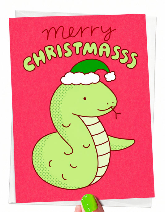 Cute Snake Christmas Card "Merry Christmasss"