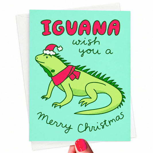 Iguana Pun Christmas Card "Iguana Wish You A Merry Christmas!"