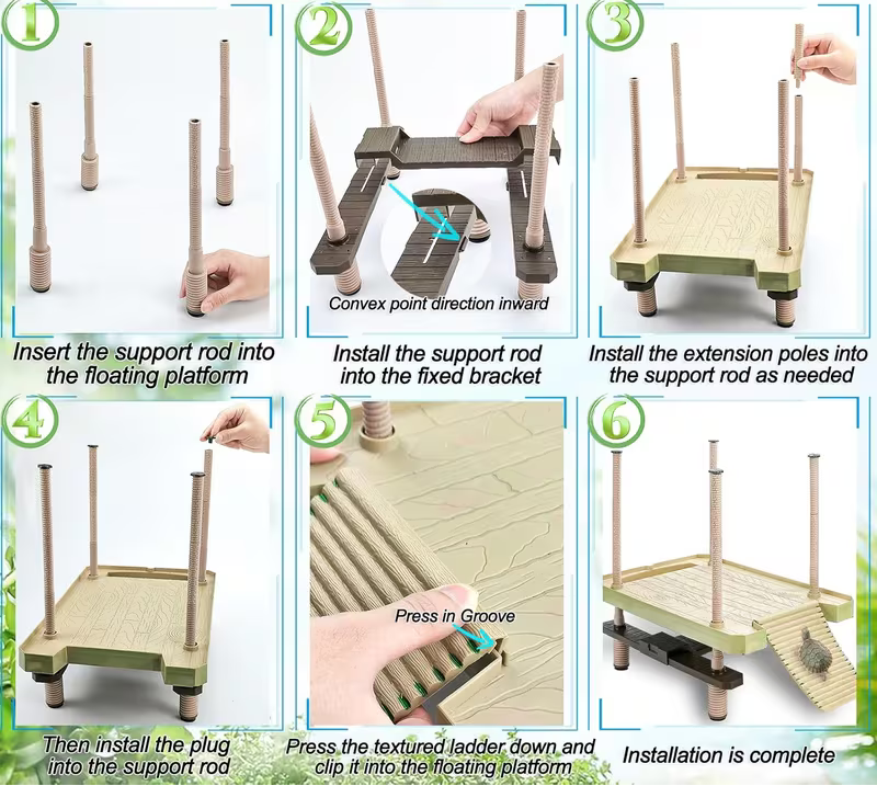 Floating Turtle Pier Basking Platform & Ramp – Self-Leveling Aquatic Dock
