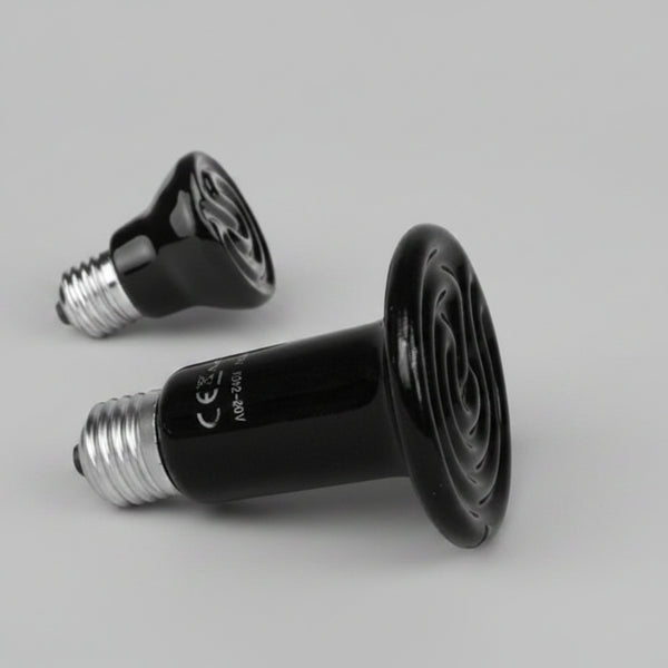 Two black heat lamps with E27 sockets 